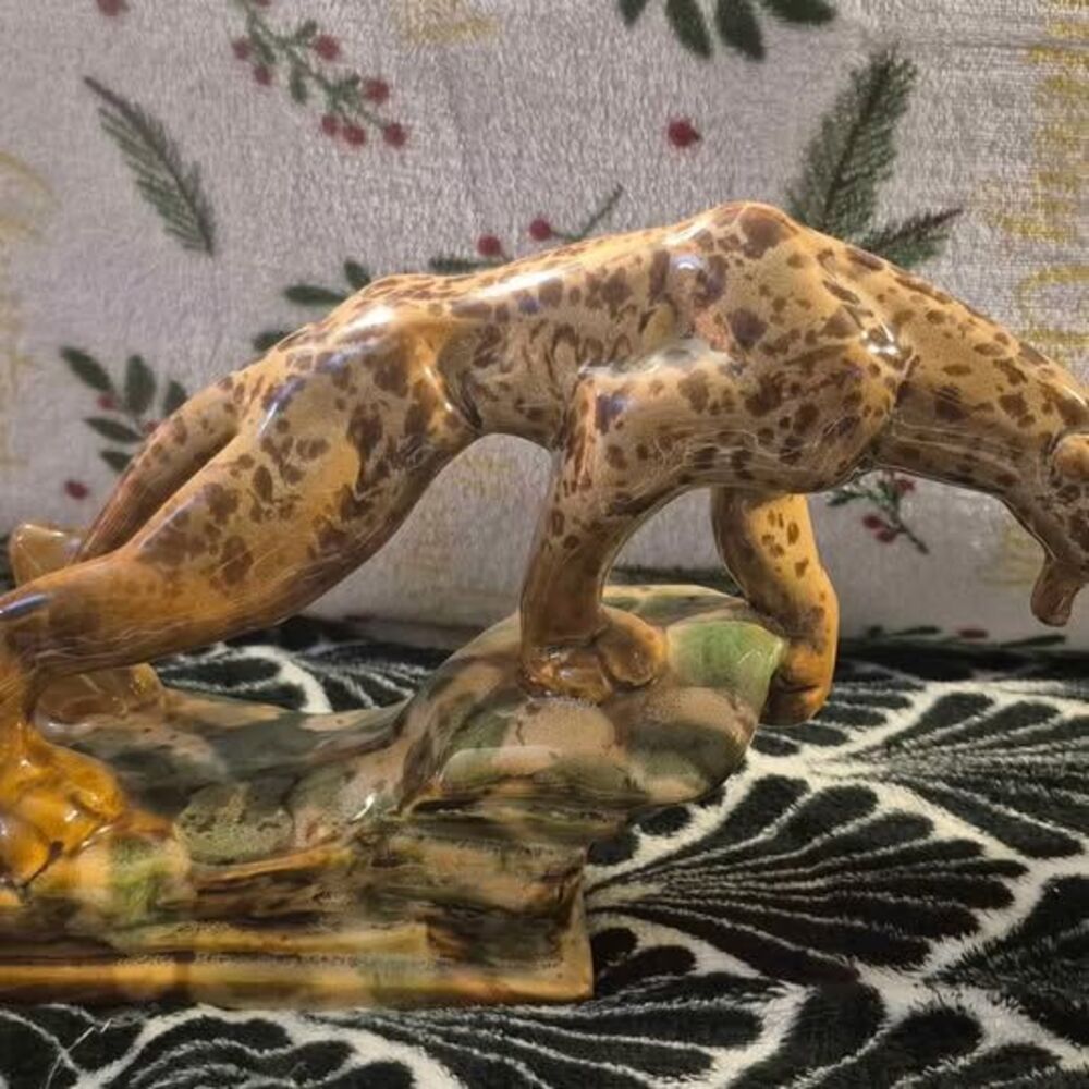 1950s Royal Haeger Mid-Century Ceramic Leopards Jaguar Cats Bookends- a Pair - Picture 8 of 10